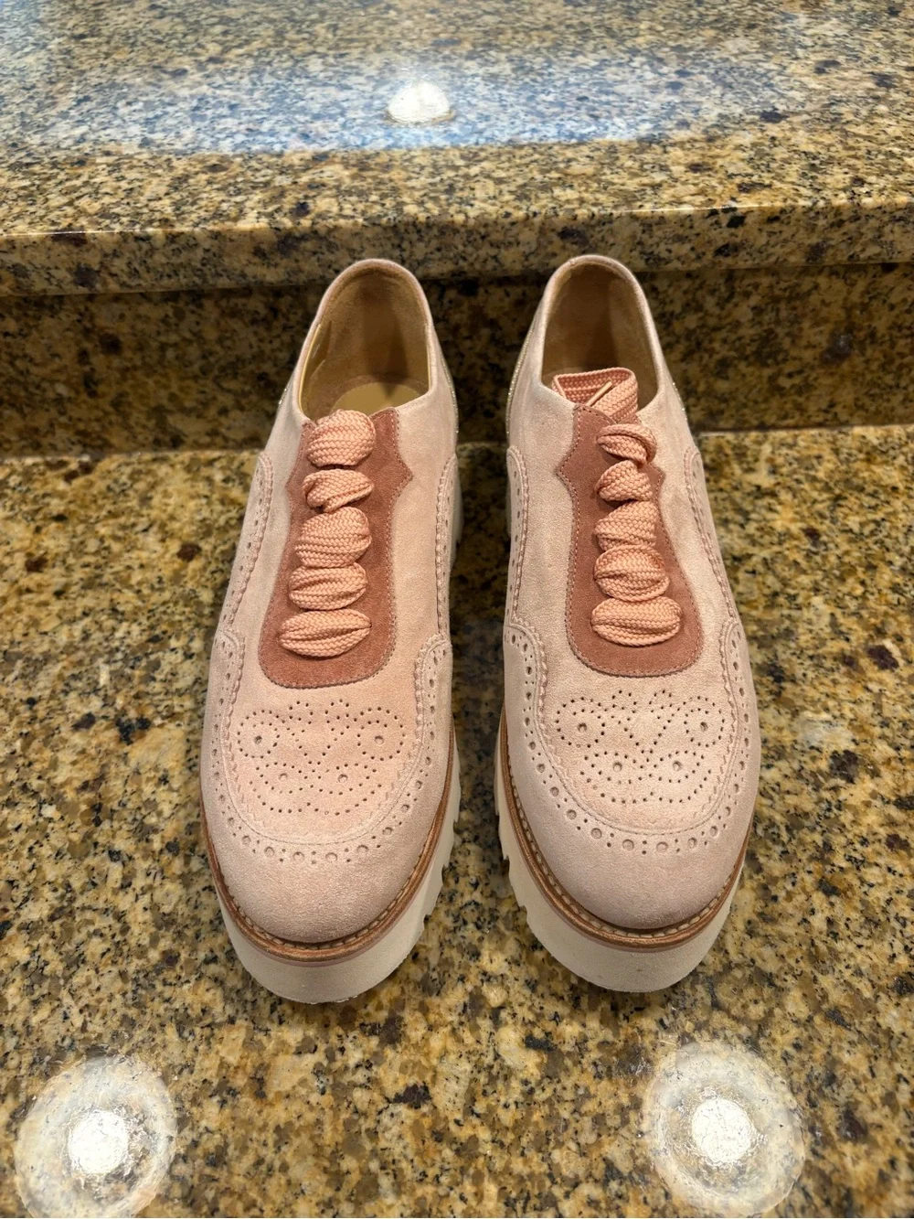 The Office of Angela Scott Ms Elaine Pink Suede Platform Derby Shoes 39.5 US 9.5